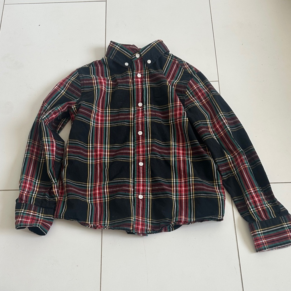 Crewcuts Black and Red Plaid Button Down Shirt 10 boys
